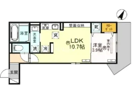 アンベリール(1LDK/1階)の間取り写真