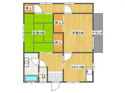 中野アパート(2DK/2階)の間取り写真