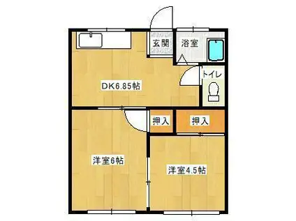 和泉ハイツA棟(2DK/2階)の間取り写真