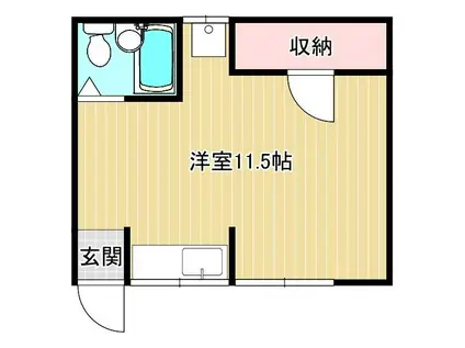 桃ヶ丘アパートB棟(ワンルーム/1階)の間取り写真