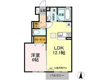シャルマン(1LDK/1階)の間取り写真