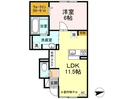 ウィット山田(1LDK/1階)の間取り写真