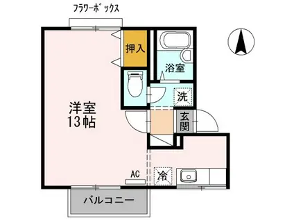 セジュール泉山(ワンルーム/2階)の間取り写真