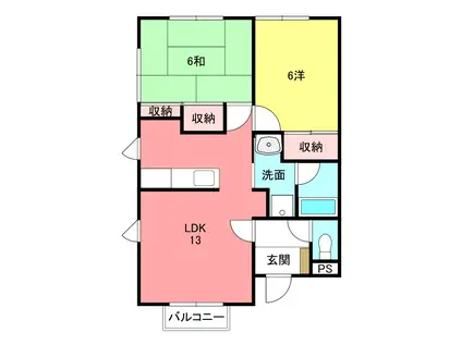 エミネント(2LDK/2階)の間取り写真