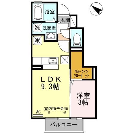 サザンクロス(1LDK/1階)の間取り写真