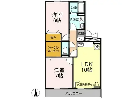 マンションタケイシ(2LDK/2階)の間取り写真