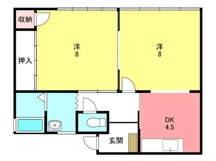 レントス大町(2DK/1階)の間取り写真