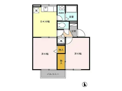 セジュールゼラニューム(2DK/2階)の間取り写真