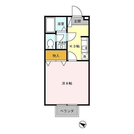 セジュール一番町(1K/1階)の間取り写真
