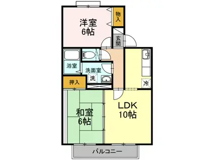 セジュール湊高台(2LDK/2階)の間取り写真