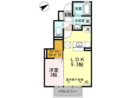 アゼリア吹上(1LDK/1階)の間取り写真