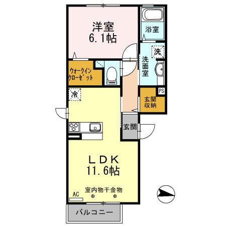WIT吹上(1LDK/2階)の間取り写真