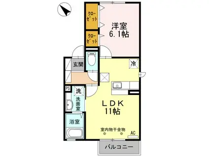 コモライズ新湊(1LDK/1階)の間取り写真