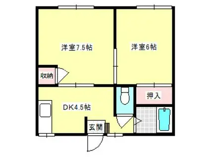 エステートフジ(2K/1階)の間取り写真