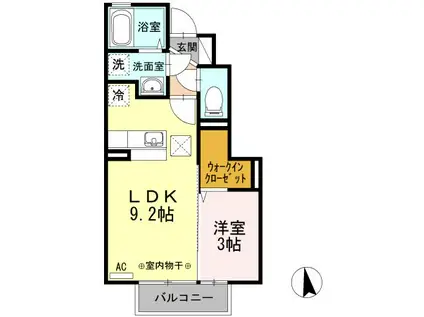 ハイネス城下(1LDK/1階)の間取り写真