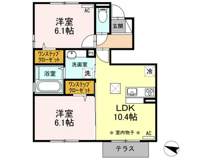 エスポワールトワダ(2LDK/1階)の間取り写真