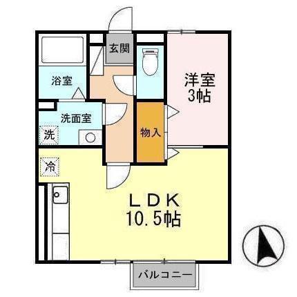 セジュールSE秀AB(1LDK/1階)の間取り写真