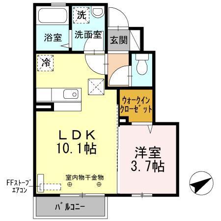 ベルコリーヌ(1LDK)の間取り写真