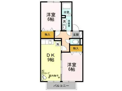 セジュールFXタケイシA棟(2DK/1階)の間取り写真