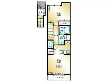 ギャレ・ドル・ウエスト(1K/2階)の間取り写真