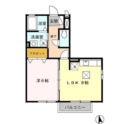 モナリエ城下(1LDK/1階)の間取り写真