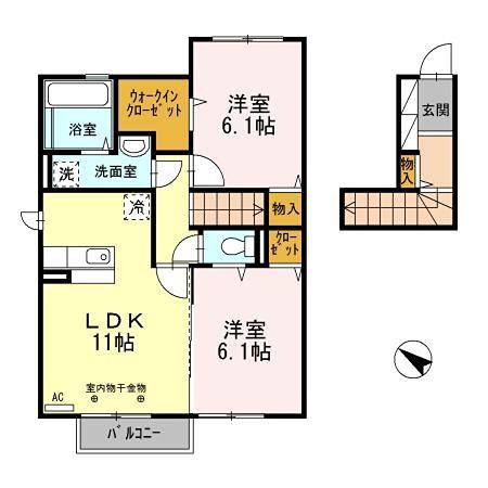 メゾン・ソレイユII(2LDK/2階)の間取り写真