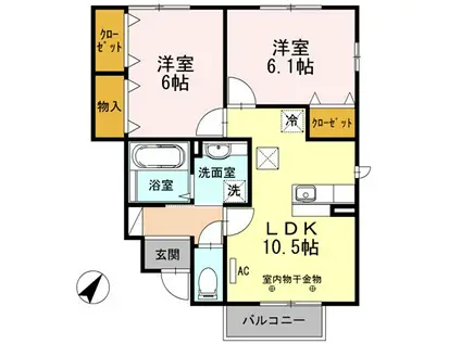 アーバンコア長者(2LDK/1階)の間取り写真
