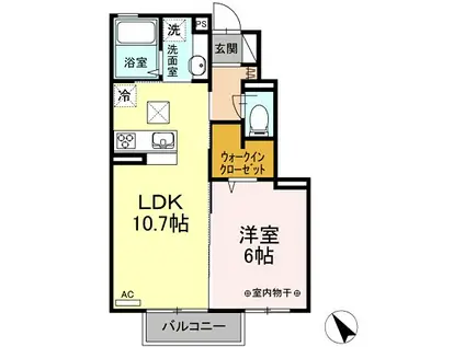 RISAIA(1LDK/1階)の間取り写真
