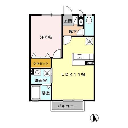 モナリエ城下(1LDK/2階)の間取り写真