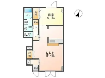 ローズガーデングリーンII(1LDK/1階)の間取り写真