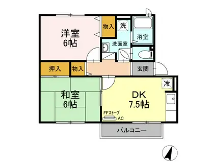 コモンライフ AB(2DK/2階)の間取り写真