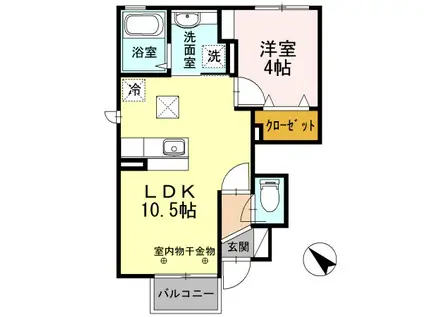 エクセルレジデンス(1LDK/1階)の間取り写真
