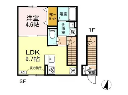 RESUA鍛冶町(1LDK/1階)の間取り写真