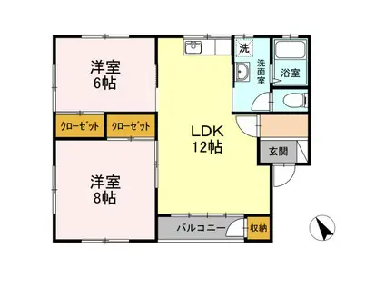 メゾンカシワ(2LDK/2階)の間取り写真