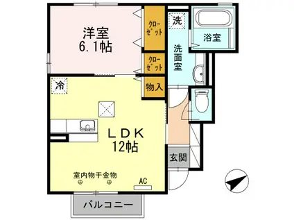 ヴァーチェ(1LDK/1階)の間取り写真