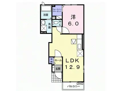 セレーノII B(1LDK/1階)の間取り写真