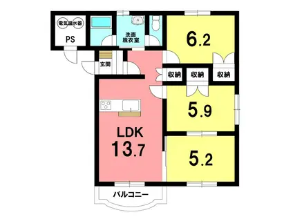 ヒーローマンションBONDS A(3LDK/3階)の間取り写真