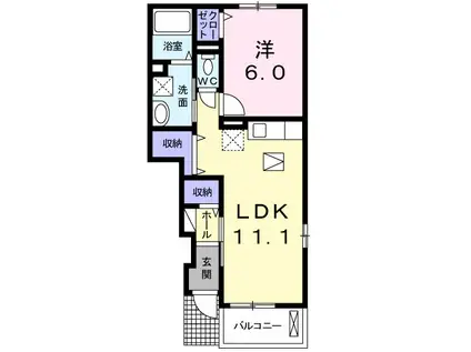 ロータスII(1LDK/1階)の間取り写真