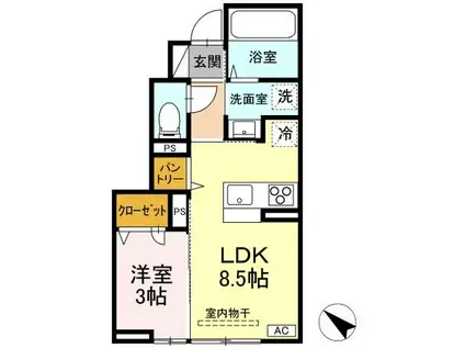 レスア柏崎II(1LDK/1階)の間取り写真