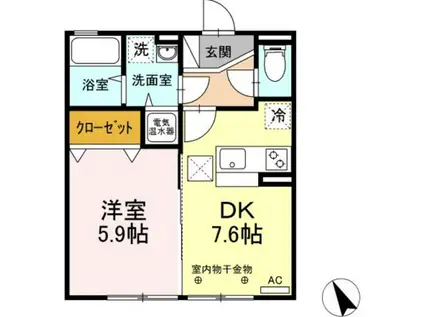 クリスタル・ガーデン(1DK/1階)の間取り写真