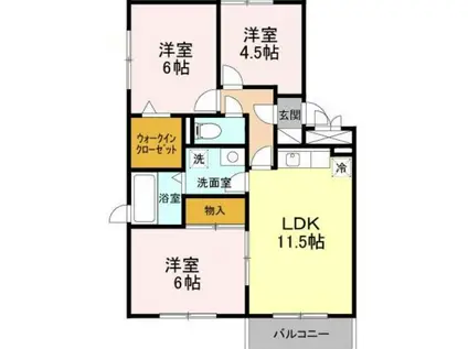 セジュールMEタケイシA(3LDK/3階)の間取り写真