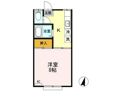 ルグラン小田前C(1K/2階)の間取り写真