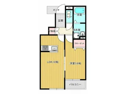 クレアージュ小中野B(1LDK/1階)の間取り写真