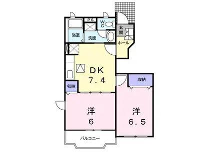 コーポラスバローネA(2DK/1階)の間取り写真