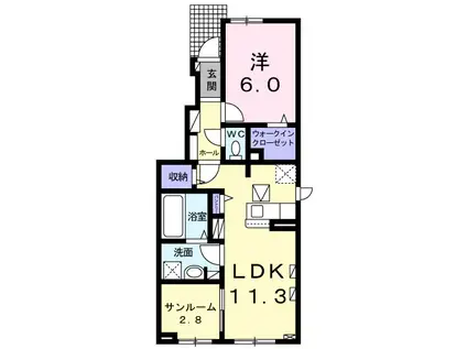 ルーエンハイムV(1LDK/1階)の間取り写真