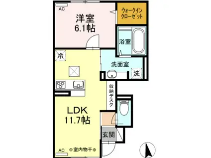 SOLEIL城下(1LDK/1階)の間取り写真