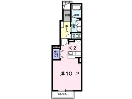 グランツ・エアリーII(ワンルーム/1階)の間取り写真