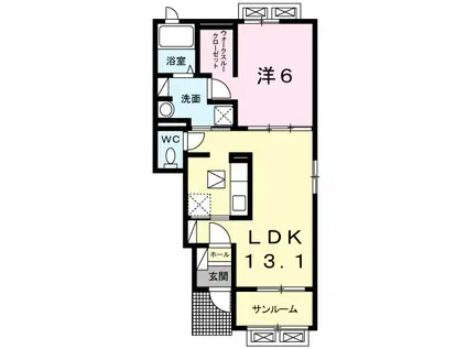 グリーンパークII(1LDK/1階)の間取り写真