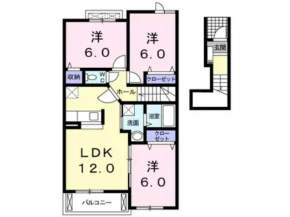 コリーヌベル(3LDK/2階)の間取り写真