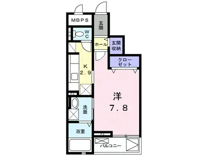 グランディ・フルール(1K/3階)の間取り写真